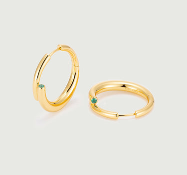 Emerald Tube Hoop Earrings
