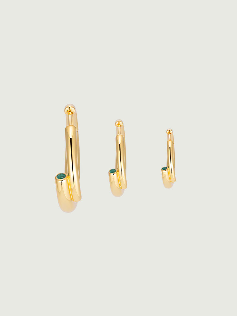 Emerald Tube Hoop Earrings