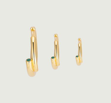 Emerald Tube Hoop Earrings