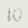 Emerald Tube Hoop Silver Earrings