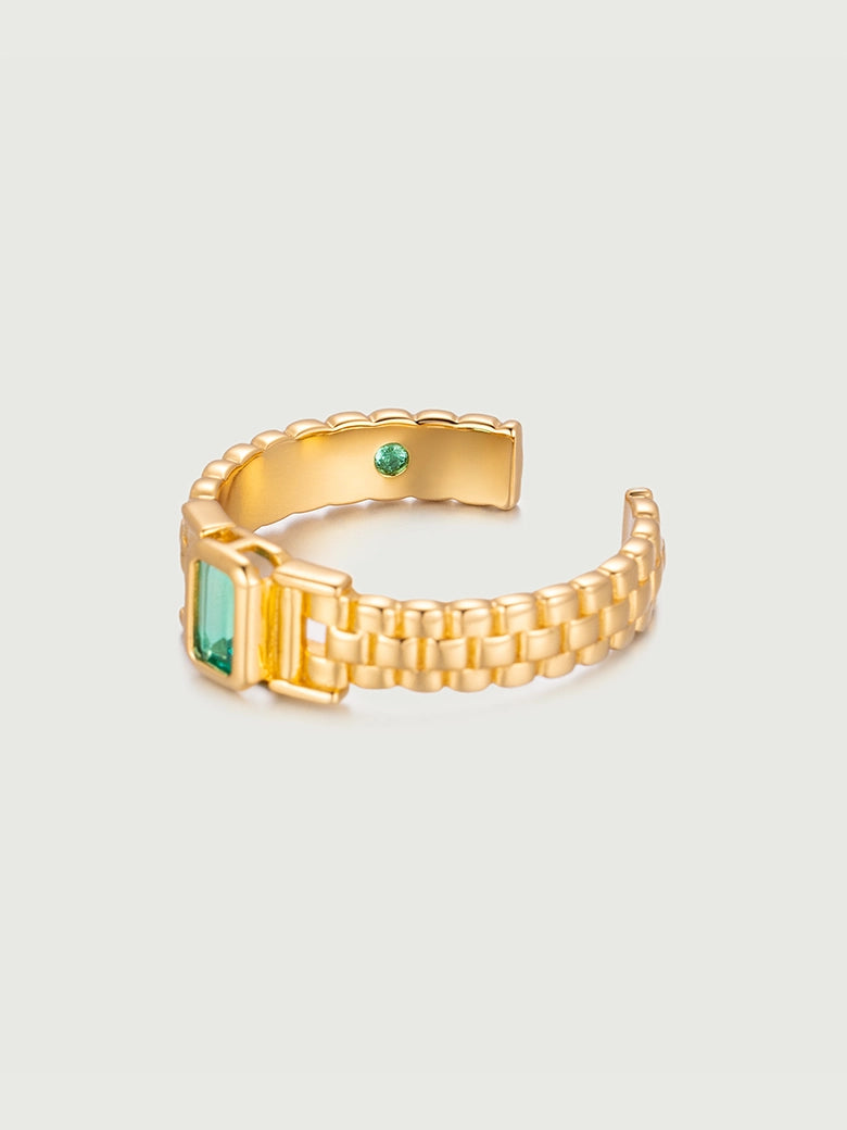 Emerald Windowpane Chain Ring