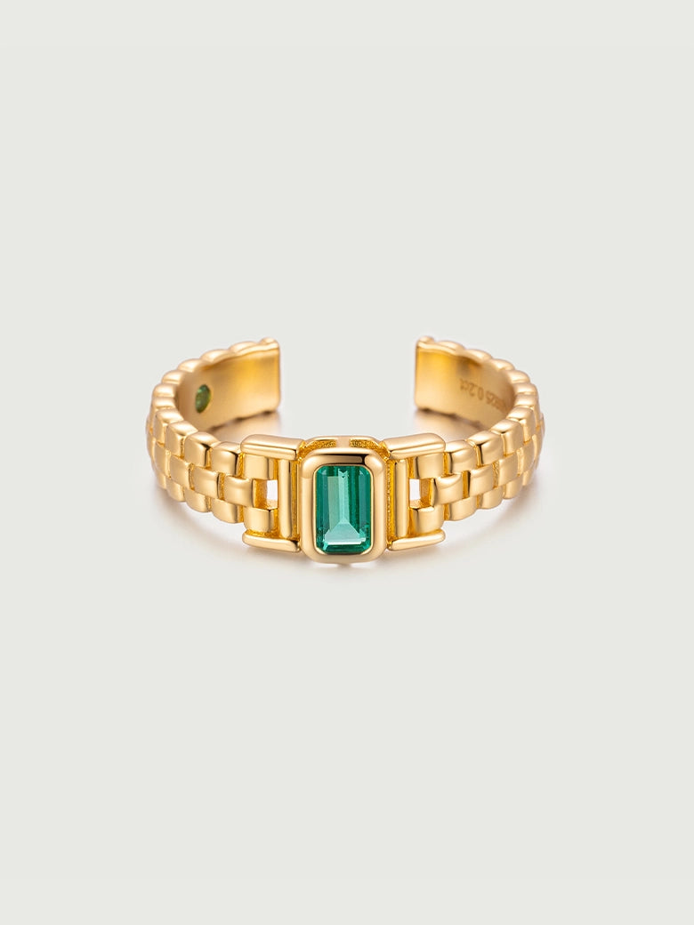 Emerald Windowpane Chain Ring