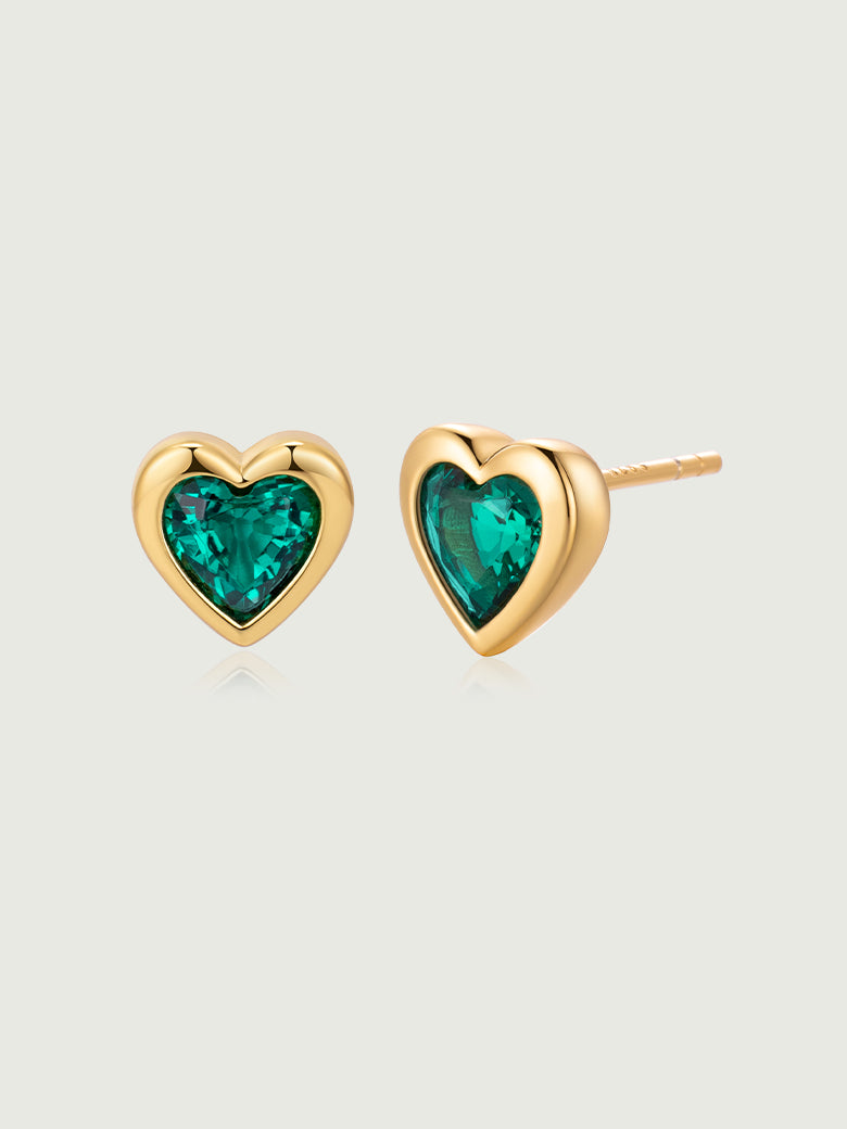 Emerald Wizard Heart Earrings