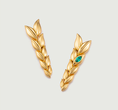 Emerald ear of wheat Drop Earrings
