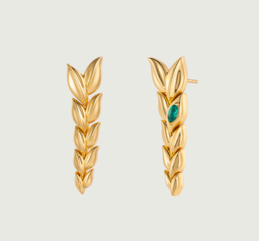 Emerald ear of wheat Drop Earrings