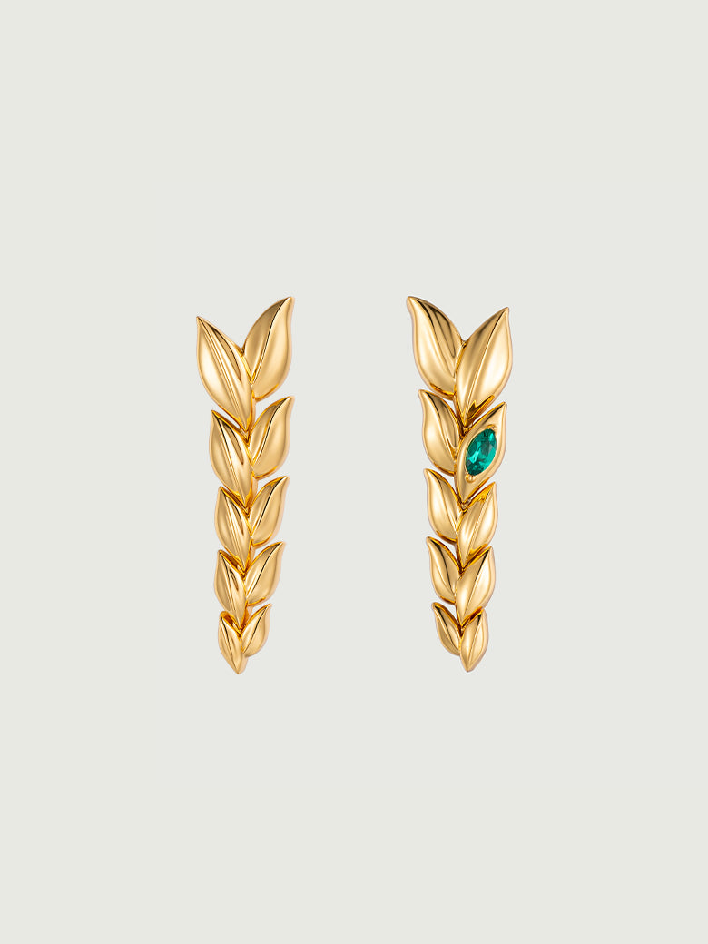 Emerald ear of wheat Drop Earrings
