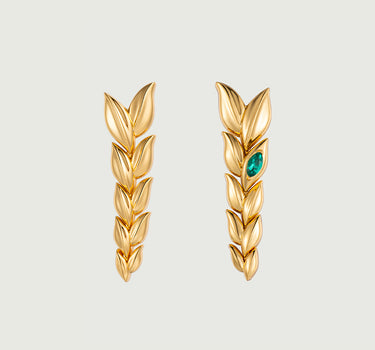 Emerald ear of wheat Drop Earrings