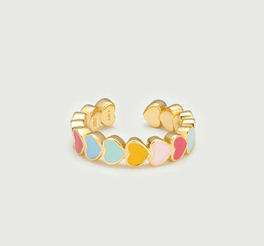  Enamel Heart Open Stacking Ring