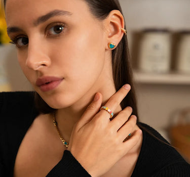  Enamel Heart Open Stacking Ring