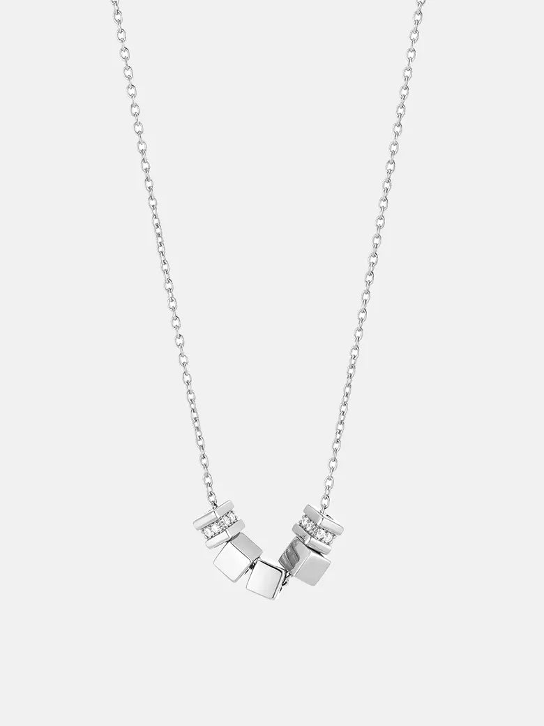 Engravable Dice Silver Necklace