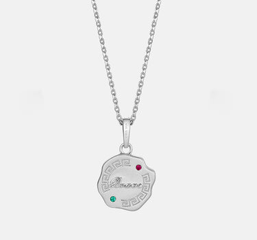Engravable Gemstone Silver Coin Pendant