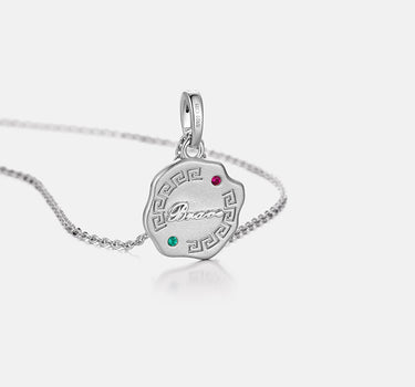Engravable Gemstone Silver Coin Pendant