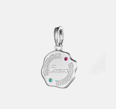 Engravable Gemstone Silver Coin Pendant