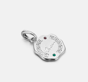 Engravable Gemstone Silver Coin Pendant