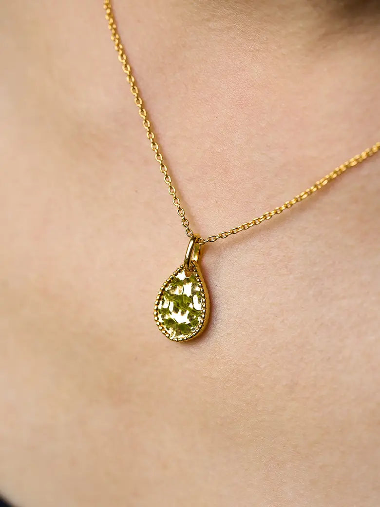 Engravable Texture Drop Charm Necklace