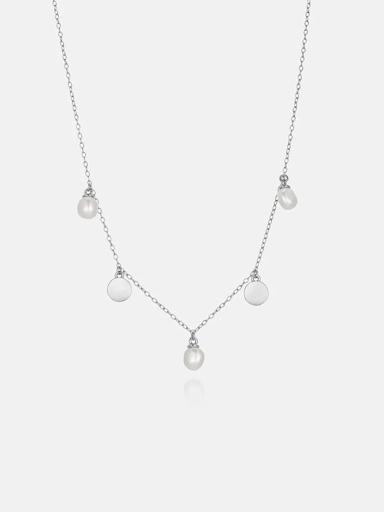 Floating Pearl Silver Necklace-obyjewelry