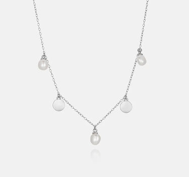 Floating Pearl Silver Necklace-obyjewelry