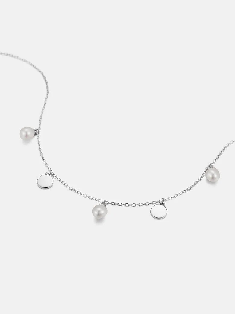 Floating Pearl Silver Necklace-obyjewelry