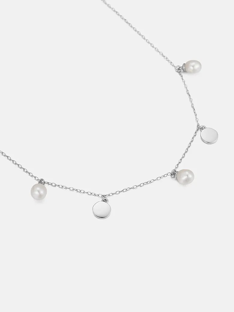 Floating Pearl Silver Necklace-obyjewelry