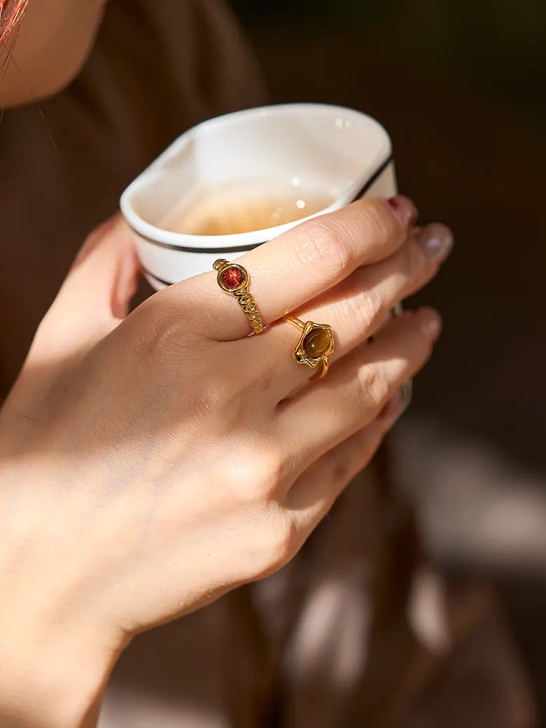 Garnet Open Ring