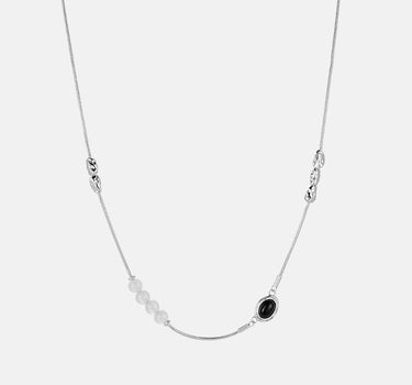 Gemstone Beaded Floating Silver Necklace