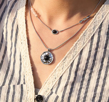 Gemstone Beaded Floating Silver Necklace