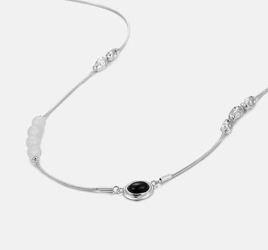 Gemstone Beaded Floating Silver Necklace