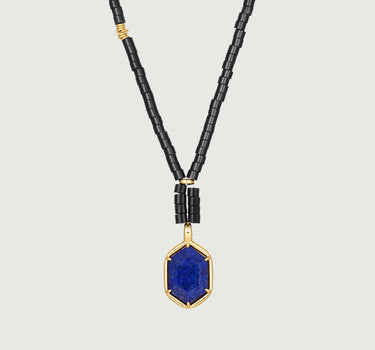 Gemstone Beaded Lazurite Charm Necklace