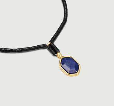 Gemstone Beaded Lazurite Charm Necklace