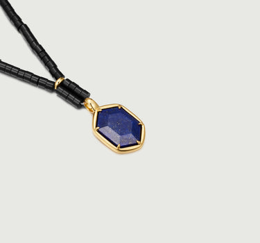 Gemstone Beaded Lazurite Charm Necklace