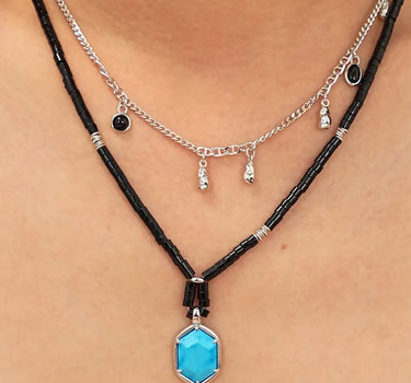 Gemstone Beaded Turquoise Charm Necklace