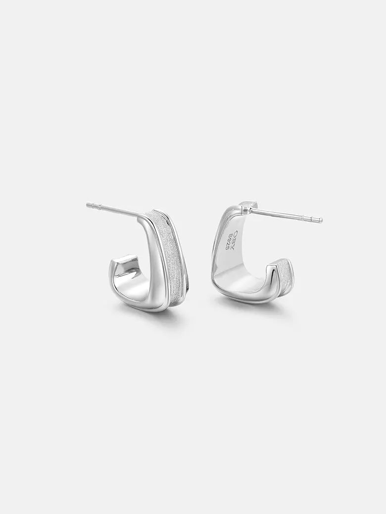 Geometric Silver Stud Earrings-obyjewelry