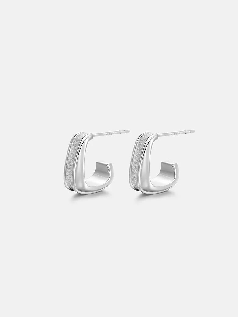 Geometric Silver Stud Earrings-obyjewelry