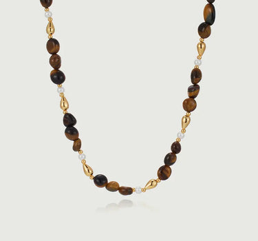 Golden Tiger's Eye Beaded Necklace-obyjewelry