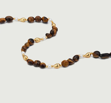 Golden Tiger's Eye Beaded Necklace-obyjewelry