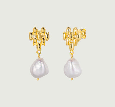 Gothic Windowpane Baroque Pearls Earrings