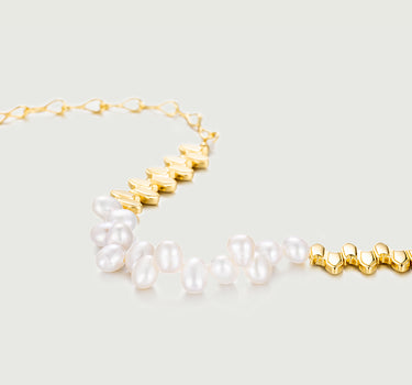 Gothic Windowpane Baroque Pearls Necklace