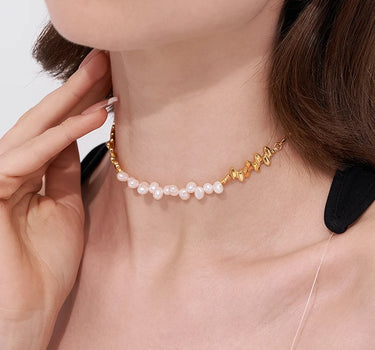 Gothic Windowpane Baroque Pearls Necklace