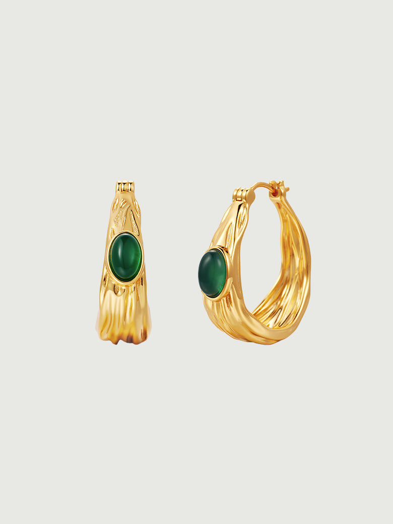 Green Onyx Bold Hoop Earrings