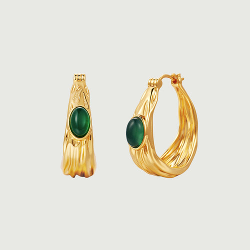 Green Onyx Bold Hoop Earrings