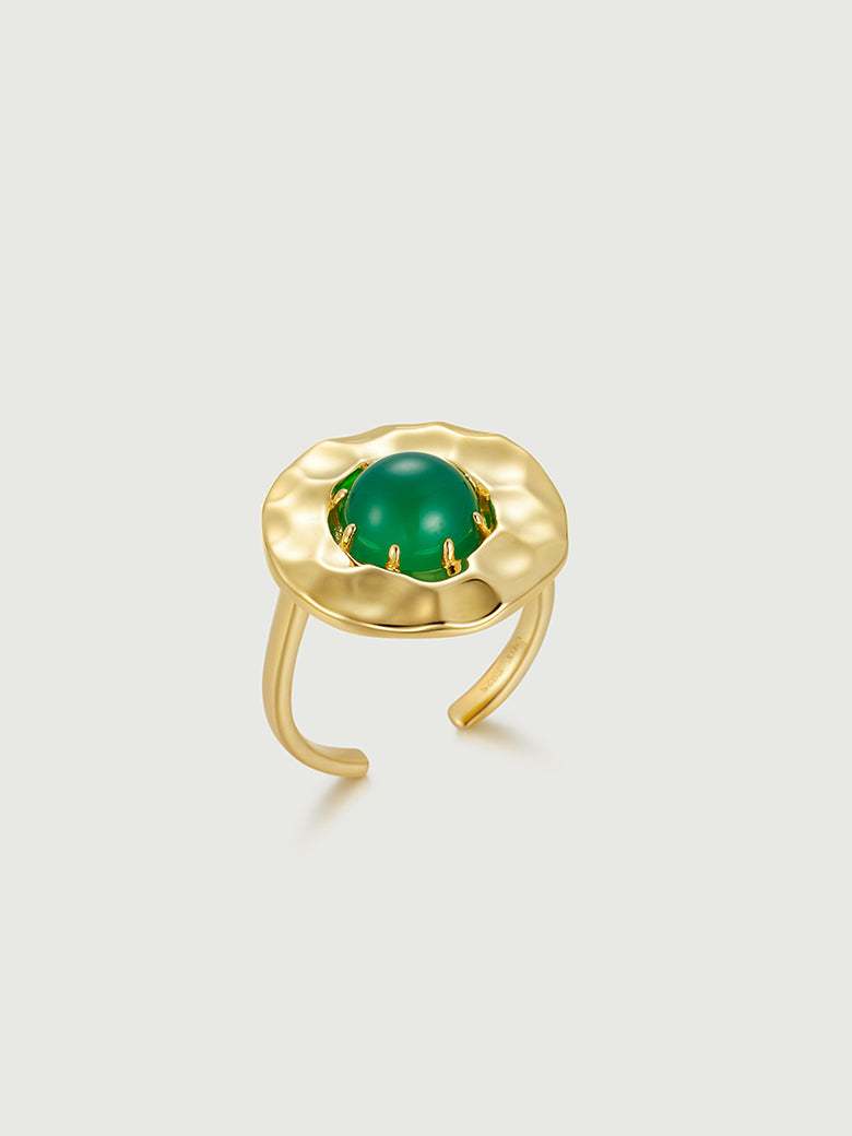 Green Onyx Coin Ring