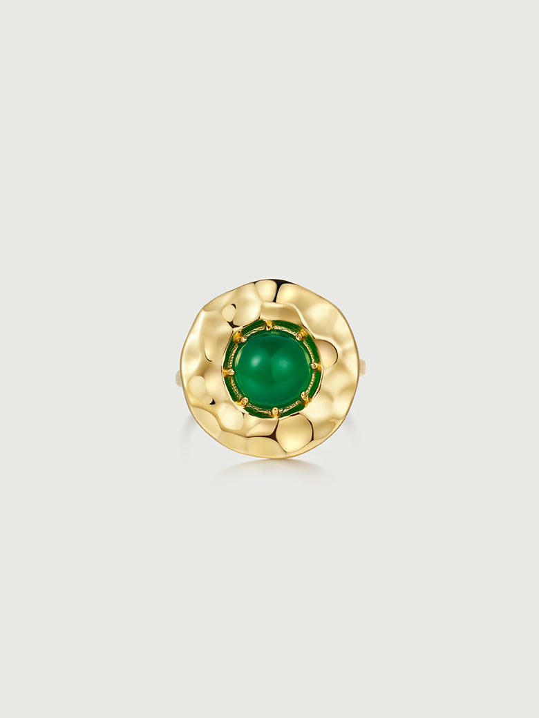 Green Onyx Coin Ring