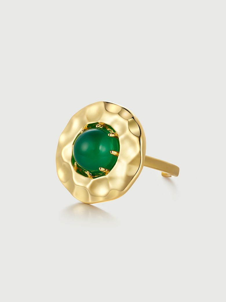 Green Onyx Coin Ring