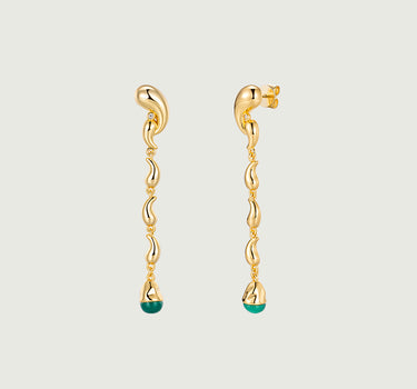 Totem Green Onyx Paisley Dangle Earrings