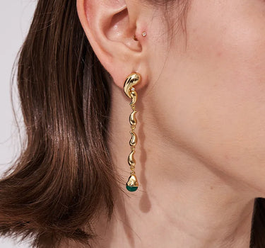Totem Green Onyx Paisley Dangle Earrings