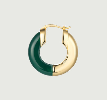 Green Onyx Two-Tone Hoop Earrings