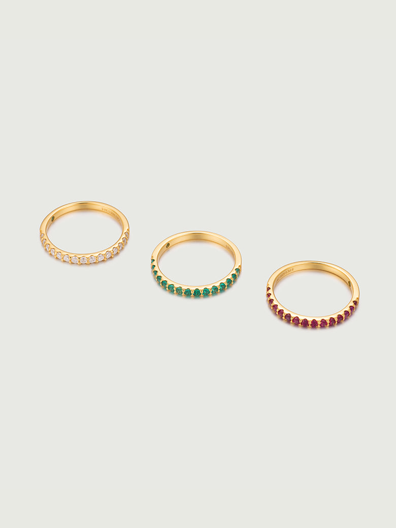 Half Pavé Ring Set