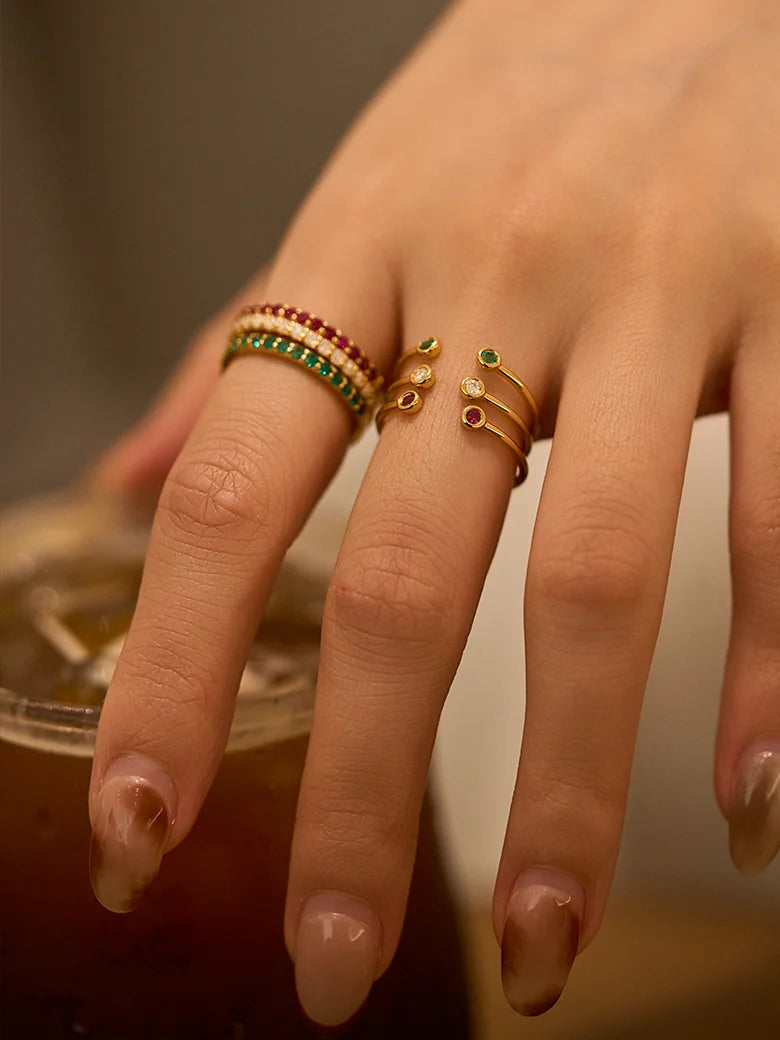 Half Pavé Ring Set