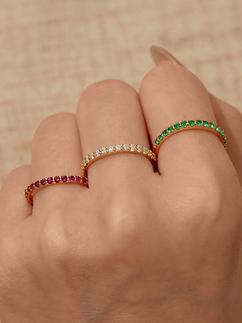 Half Pavé Ring Set