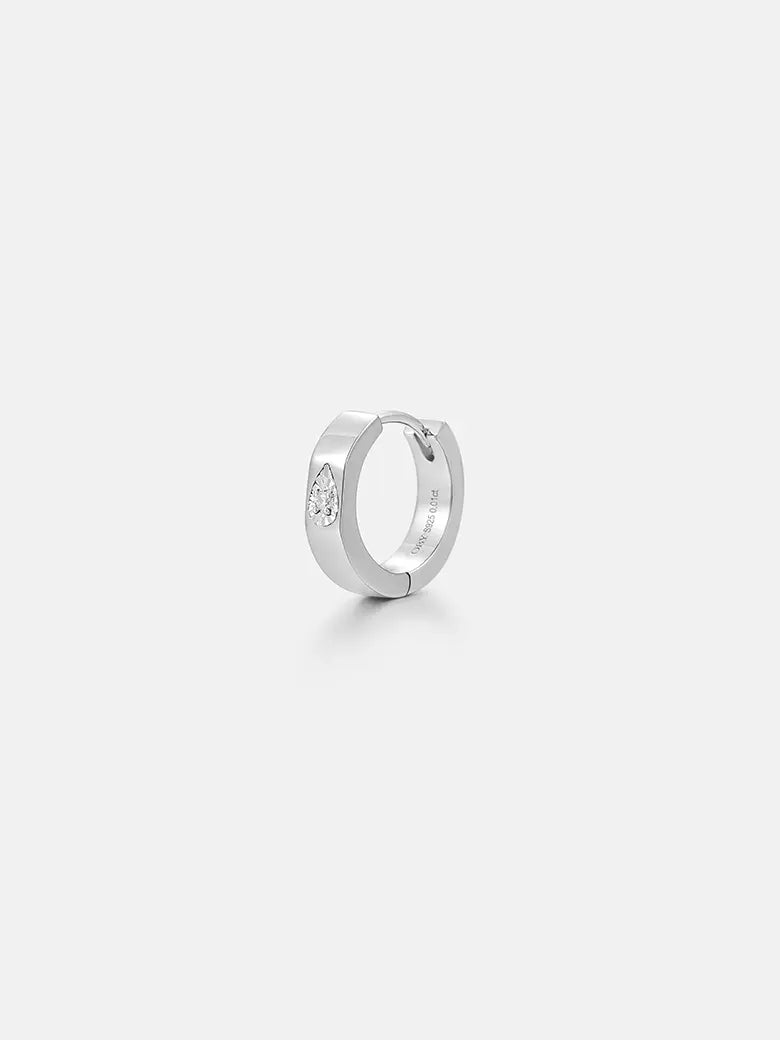 Halo Diamond Silver Hoop Earrings
